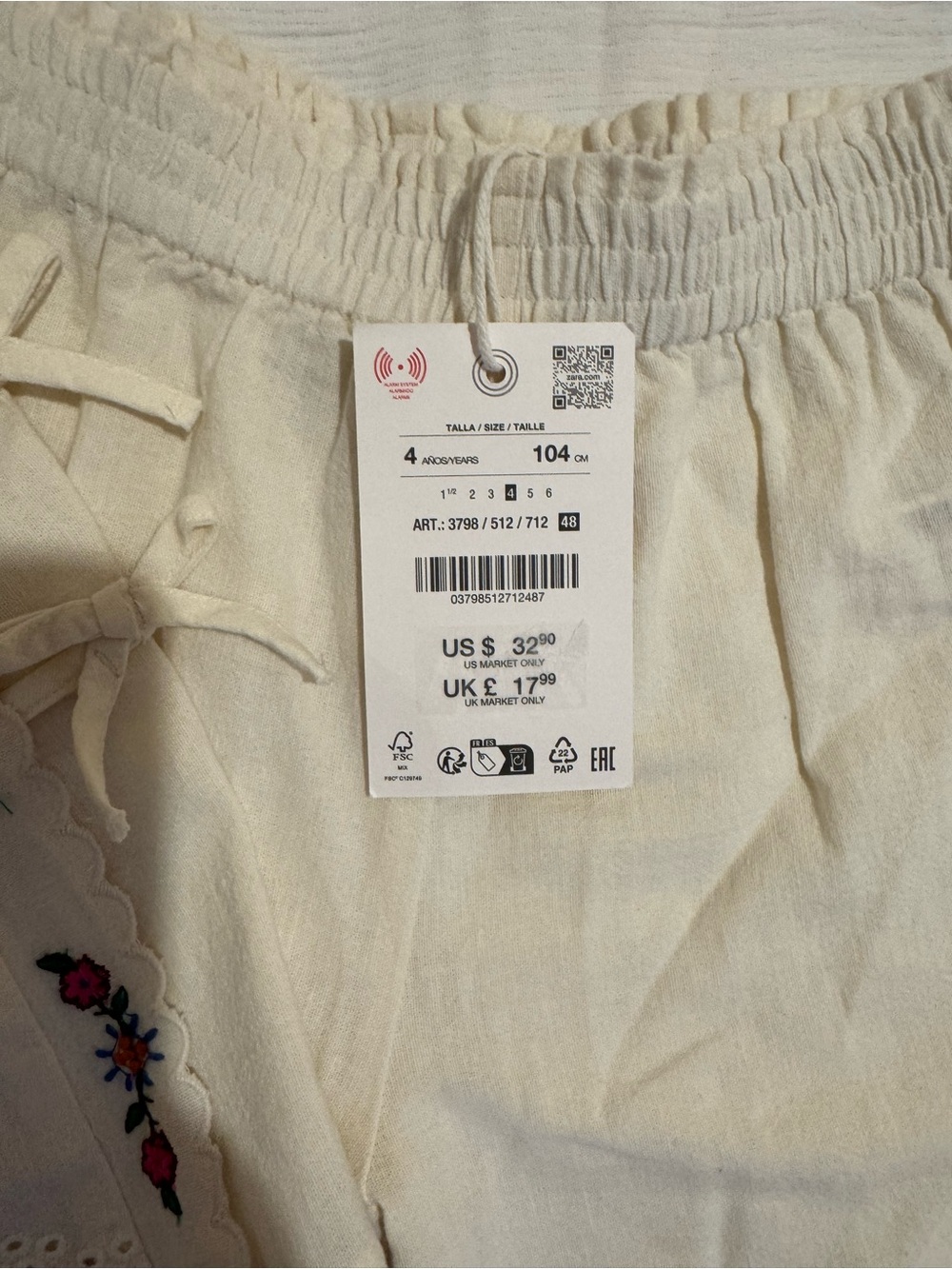 Zara kids Ivory Embroidered Two-Piece Set - Picture 5 of 5